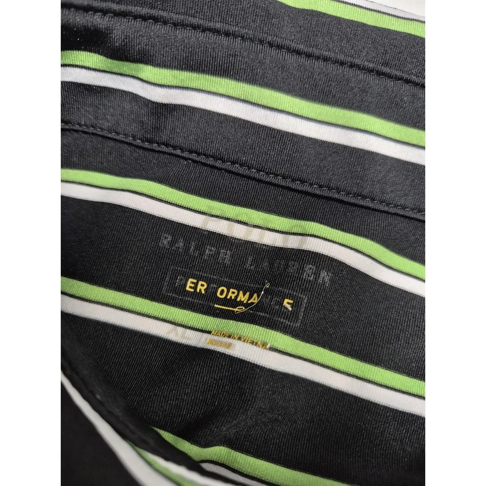 Polo Ralph Lauren Polo Shirt Mens XL Black Green Striped Performance Golf Pony